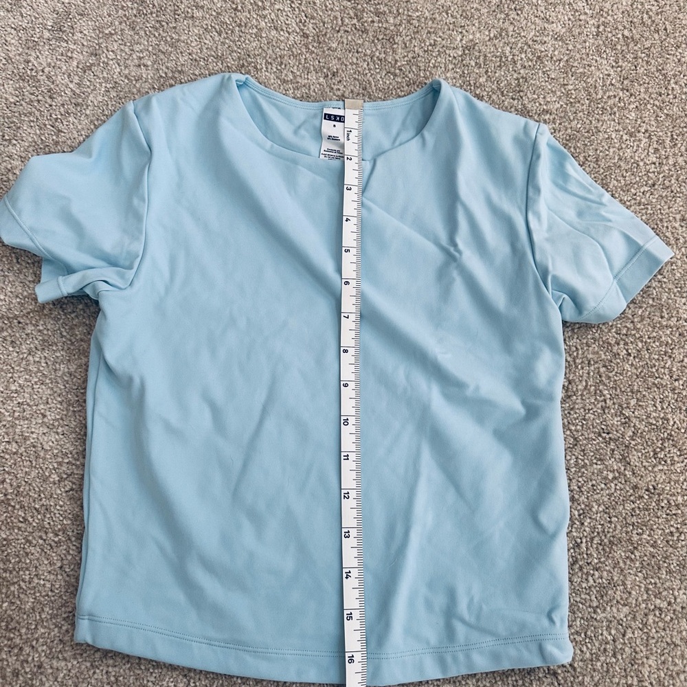LSKD Blue Women’s Crop Fitted Shirt